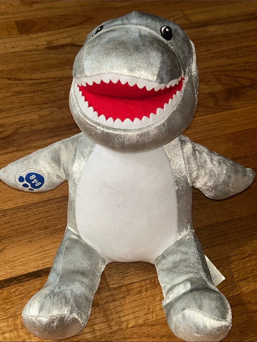 Build A Bear Workshop Toothy Plush Shark Stuffed Animal - Gray with Red Mouth